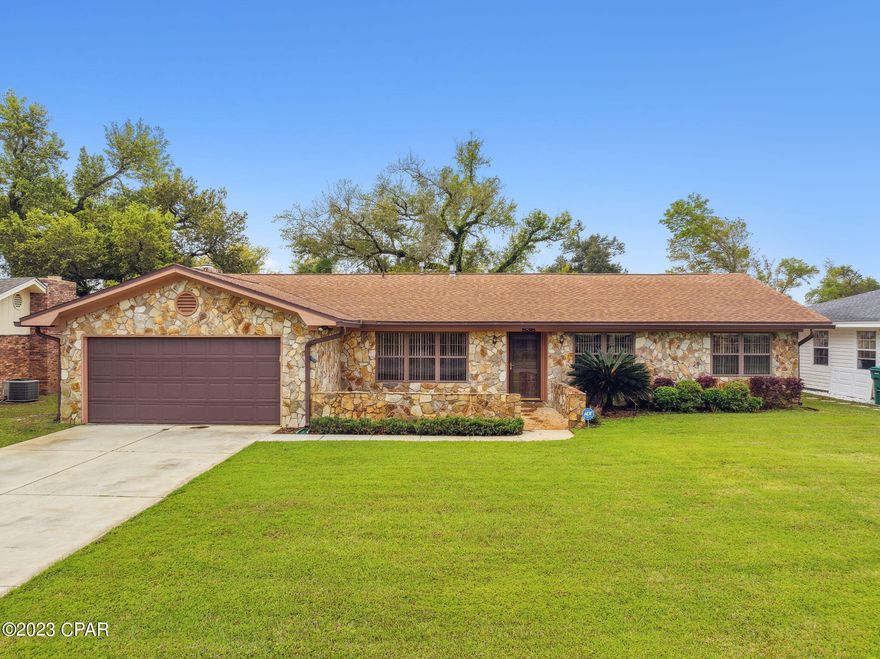 CURRENTLY UNDER CONTRACT, SELLER WILL CONSIDER BACKUP OFFERS. Must see this one owner well kept home tucked away in a quiet area of Callaway close to TAFB. Pride of ownership is evident throughout this 3-bedroom 2-bathroom property. The entry way opens to a large bonus room that can be used as a home office or playroom. There is a separate dining area off the kitchen. The updated kitchen features a breakfast bar, SS appliances, gas stove, granite countertops, double sink, wood cabinets, and tiled floors. The kitchen opens to a large family room with a vaulted ceiling, decorative wood beams and a wood burning stone fireplace. Double wooden glass doors from the family room lead to the screened in back porch. The large backyard is completely fenced & has a shed/workshop, sprinkler system and well. There are two additional bedrooms including the Master. The bathrooms have been remodeled to include new sinks, countertops, tiled floors, and tiled showers with a custom glass door on the guest bath shower. There are hardwood floors throughout the home and the carpet was recently replaced in the den. Additional updates include a new driveway, privacy fence, roof in 2019, AC in 2017 and 40-gal gas hot water heater in 2023. Home has received recent electrical improvements to include updated grounding circuitry, improved well pump protection, GFCI replacements and general electrical maintenance repairs. ADT is installed and available with paid service. Check out the virtual tour. Come see all this home has to offer! Please verify measurements and information that is important.