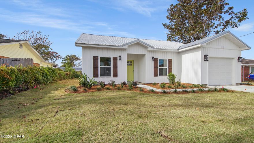 BEAUTIFUL NEW CRAFTSMAN 
CONSTRUCTION, centrally located close to PEIR PARK and WEST END BEACHES! The sunny white exterior features a METAL ROOF and CHARMING RUSTIC SHUTTERS to create the perfect BEACH HOME. A covered entrance leads to an OPEN FLOOR PLAN that maximizes the square footage! The spacious kitchen offers loads of storage, UPGRADED STAINLESS APPLIANCES and BEAUTIFUL WHITE QUARTZ COUNTERS. The living area and primary bedroom have tray ceilings that add architectural interest. Head out into the spacious landscaped yard that includes a sprinkler system Bring your GOLF CART and take a quick trip to FRANK BROWN PARK. Take advantage of the biking/walking trails, Dog Park and COMMUNITY POOL. NEW CONSTRUCTION means years of worry-free living and LOW INSURANCE RATES! NO HOA's or FLOOD INS REQUIRED.