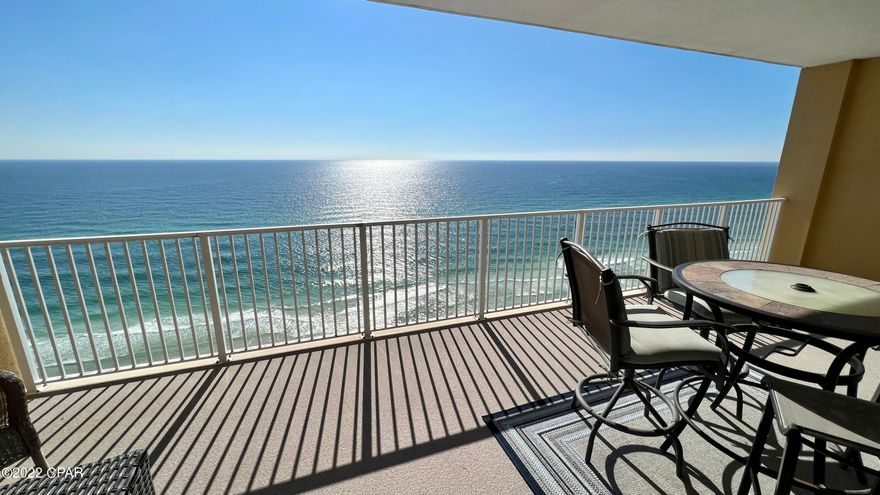 Tropic Winds Unit 1608, is a beautiful, beach-front, two bedroom, two bath, condo with two assigned, exclusive use, side-by-side parking spaces. Unit 1608 serves as a second home and is not rented. From the moment you walk-in, you'll notice the beautiful gulf views, cleanliness, and meticulous care given to the property. The condo features: Bosch stainless appliances; tiled backsplash; breakfast bar with tiled backfacing; upgraded carpeting (Oct. 2020); stacked, front-loading washer/dryer; and large, oversized balcony. A Gskyer viewing telescope is included for watching the dolphins play and taking in the sea life. The master bedroom is gulf-front with private balcony access and private bath. The large guest room includes private guest bathroom access.  Buyer to verify all measurements. The hot water heater was installed in Sept 2022.  The heat pump condensing unit was installed in 2018. Buyer to verify all measurements. Put Tropic Winds 1608 on your "Must See" list!  You'll be glad you did!