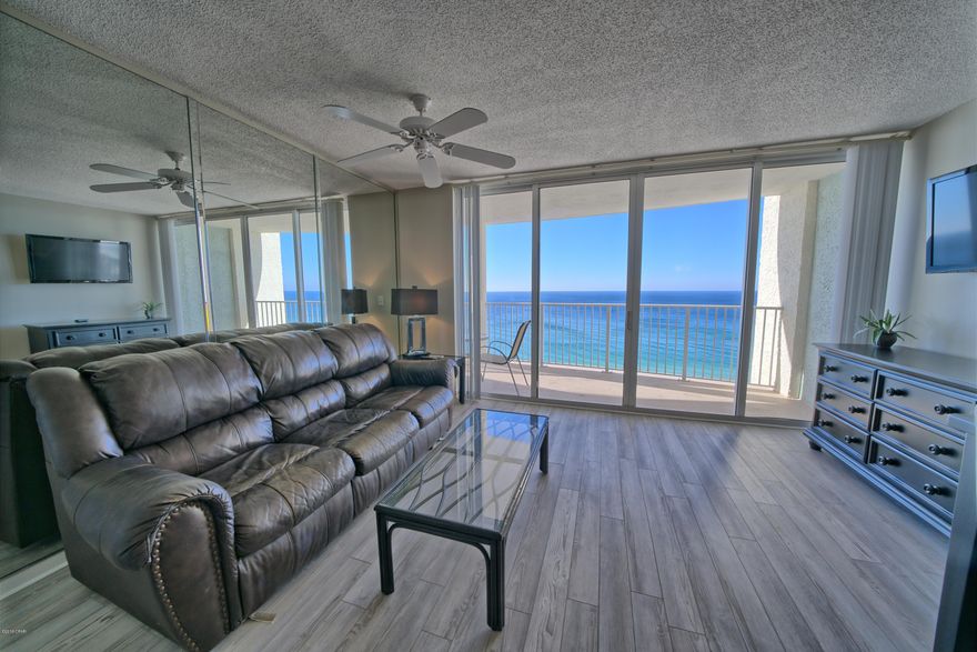 This is a must see unit. New paint and new flooring. From the 13th floor you have an amazing view of the Gulf and the sugar white sand beach. This much desired complex is loaded with amenities such as 3 resort-style pools and easy beach access, as well as a jacuzzi, workout center, and bar on-site. It's loved by families as well as couples looking to relax, as it's so close to eateries, shopping, and local adventures. All information is believed to be correct but should be verified by the Buyer.