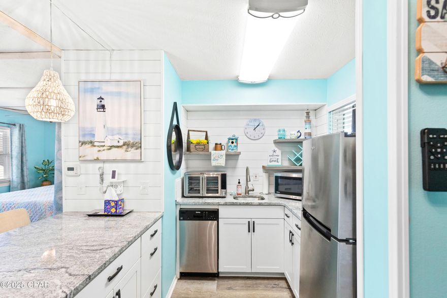 This is the BEST PRICED & the BEST LOOKING condo on the market! Rare opportunity to own such a charming coastal home in a great location. I mean it! Search on YouTube ''Fully Renovated Condo Under 200k in PCB'' for video tour. Fully updated with high end updates, walking distance to the beach, fully furnished, parking next to the unit, gated community, resort style amenities and more. STR allowed with amazing projected GRI of 27k-30k. The unit features contemporary design elements, providing a seamless blend of comfort and style. High-quality finishes and tasteful décor make this a dream coastal retreat, to name a few: Granite countertops, solid wood cabinets, walk-in tiled shower, accent shiplap, New LVP flooring, SS appliances, new HVAC, new furniture, accessories and more. Need I say more?! The open-concept layout allows for an effortless flow between the living and kitchen areas, creating an inviting atmosphere for gatherings with family and friends. You'll have access to a range of resort-style amenities, such as a sparkling 11 swimming pools(5 heated), exercise room, lush landscaped grounds, tennis courts, mini golf, shuffleboards and more. Don't miss this incredible opportunity to own a piece of paradise on Panama City Beach. Bellow average COA fees in PCB with so many amenities that covers insurance, water & sewer, pest control, termite bond, exterior bldg maintenance & painting, trash pick up, ground keeping, gated community, exclusive Gulf-Front restaurant and pool, property patrol, tennis courts, mini golf, new pickleball courts, shuffleboards, exercise room, playground etc. Whether you're looking for a permanent residence, a vacation getaway, or an investment property, this unit checks all the boxes. Act fast; opportunities like this are rare! Contact your agent today to schedule a viewing and start living your beachfront dream