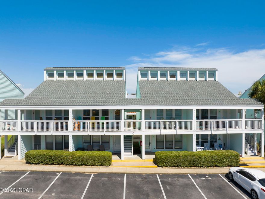 Fully renovated on the interior in 2018 & the exterior in 2021 - this beautiful 2BR/2BA Condo is in a quiet area of West Panama City Beach, FL. This is a 2nd floor unit - offering 1BR/1BA on the main with kitchen/living space & 1BR/1BA upstairs. Two spacious balconies on the main floor with one facing the Gulf of Mexico. Southwind is a quaint development with a total of only 88 units. Easy beach/gulf access across the street through a signalized crosswalk at access point #72. With a furnished condo & awesome location you can start enjoying all it has to offer immediately! Nearby, within a few miles is Pier Park, shopping & dining. During this ownership the property has never been rented - used for personal relaxation only! Revenue projections range from $30k on the low end your first year to $40k on the high end once you become a seasoned property.