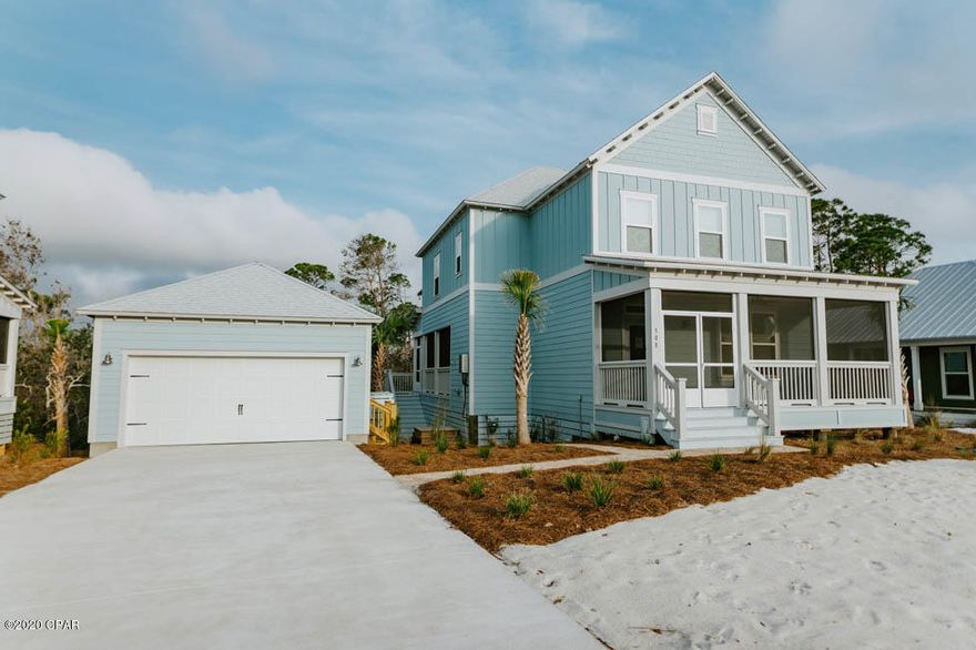This  2 story Seagrove plan in Windmark Beach is ready to move in! This home is the perfect place to unwind after a day of playing on the beach. Screened porches for enjoying evenings or dining outdoors. Beautiful flooring, cabinetry and appliances are just a few of the finishing touches. Appliances include a stove microwave and dishwasher and a Kinetico water filtration system. Luxury vinyl plank flooring throughout common areas and carpet in the bedrooms, brushed nickel hardware on interior doors, designer lighting package as well as recessed lighting per plan. This home is a ''Smart Home'', a standard package that includes; KwikSet lock, Sky Bell and digital thermostat, all which are integrated with the Qolsys IQ touch panel and an Echo Dot device. Pictures, photographs, floor plans, elevations, features, colors and sizes are approximate for illustration purposes only and will vary from the homes as built. Home and community information including pricing, included features, terms, availability and amenities are subject to change and prior sale at any time without notice or obligation. For Move-In/Completion Estimates: Ready dates are estimates only. Timing of completion of construction and buyer move-in are subject to contingencies contained in home purchase agreement and governing jurisdictions issuance of a certificate of occupancy, and may change due to forces majeures and other delays or disruptions outside the reasonable control of D.R. Horton, Inc.