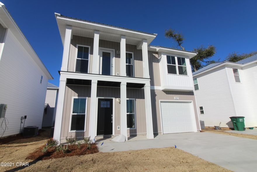 Beautiful New homes in a new community close to Tyndall AFB. This home is built with energy savings in mind. Metal Roofs, Custom cabinets, Quartz counter tops, vinyl plank flooring, modern paint choices, up graded lighting packages, up graded plumbing fixtures carpet in upstairs. This is one you don't want to miss. Community offers parks, and Lawn care is covered in your HOA Fees. Perfect Location and the price is right. Cheaper than rent!