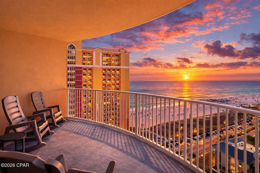 Perched above the sugar-white sands and emerald waters of PCB, this beautifully refreshed residence at the iconic Calypso Resort offers the rare combination of breathtaking Gulf views and the vibrant energy of Pier Park just steps away. With sweeping sunset vistas and picture-perfect views of Russell-Fields Pier, this almost waterfront condominium captures the essence of coastal living where every evening becomes a front-row seat to the sky melting into shades of gold, coral, and deep blue.

This thoughtfully designed with a modern coastal flair offers built-in bunk beds ideal for both personal enjoyment and investment potential. 

From the moment you enter, light-toned flooring and freshly painted walls contrast the shiplap creating a bright and welcoming atmosphere that reflects the beauty of the beach just beyond the balcony doors. Updated lighting style throughout enhances the modern feel, highlighting the carefully curated finishes and thoughtful design elements.

The kitchen serves as a stylish centerpiece with a shiplap island and accent walls that add architectural interest and coastal texture. New cabinet hardware provides a modern touch, overlooking the Gulf!

In the living area, comfort meets sophistication with a swivel glider rocker recliner designed for relaxed evenings while taking in the Gulf and sunset views. A custom living room shade offers effortless light control, allowing you to adjust the ambiance with ease. 

The bunk alcove is both practical and welcoming, featuring a thicker bunk mattress for enhanced comfort. Additional storage has been added within the bathrooms, maximizing functionality while maintaining the clean design style.

The primary bedroom is positioned to capture one of the most memorable features of this residence. The main bedroom photograph showcases the stunning sunset view from the balcony, a daily reminder of why Panama City Beach is known as one of the world's most beautiful beaches. Dual curtains provide both privacy and soft natural light, enhancing the tranquil retreat-like feel of the space.

Every detail has been thoughtfully addressed to ensure the property is move-in ready and exceptionally maintained. A dehumidifying system adds comfort and protection in the coastal climate, supporting a fresh and well-preserved interior.

Step onto the balcony and experience what truly sets this property apart. With unobstructed views of the Gulf and Russell-Fields Pier, you will enjoy some of the most spectacular sunsets on the coast. The location places you in the heart of the area's most exciting attractions. Pier Park is just a short walk away, offering shopping, dining, entertainment, and seasonal events throughout the year.

From Jeep Week to the thrilling air show soaring above the Gulf, this location keeps you close to the action while still offering a peaceful retreat overlooking the water. Whether you are strolling to dinner, enjoying live music, or simply taking in the evening breeze from your balcony, the lifestyle here is unmatched.

Local photography featured throughout the listing highlights the beauty and energy of the area, capturing both the serenity of the Gulf and the excitement of nearby attractions.

With its modern coastal edginess, thoughtful upgrades, and unbeatable proximity to Pier Park, this Calypso residence offers a rare opportunity to own a turnkey beachfront escape that blends comfort, style, and location in one exceptional property.