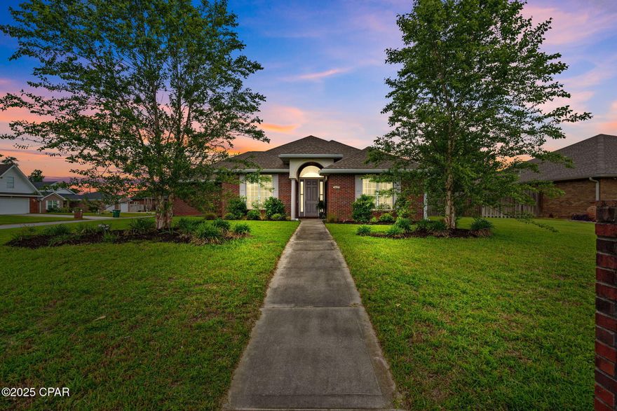 CURRENTLY UNDER CONTRACT, SELLER WILL CONSIDER BACKUP OFFERS Gorgeous 3 bedroom/3 bathroom + office BRICK home with NO HOA sitting on a corner lot just off hwy 390 & 231 perfect for a quick commute to shopping, restaurants and more!  Inside you will find luxury vinyl plank flooring, arched hallways and recessed lighting throughout; Living room features beautiful natural lighting, French back doors, and spacious office with sliding barn door. Kitchen showcases stainless steel appliances, tile backsplash, granite countertops, and breakfast bar overlooking the dining area. Master bedroom and en-suite showcases a spacious bedroom with tub/shower combo. Secondary bedroom and full guest bathroom situated in the hall features a tub /shower combo. Third bedroom showcases a full bathroom with tub/shower combo. 
Essentially giving each bedroom their very own full bathroom! Exterior features a covered back patio, and fenced bvackyard. 
Call to schedule your private showing today! All Measurements approx. buyer to verify if important.