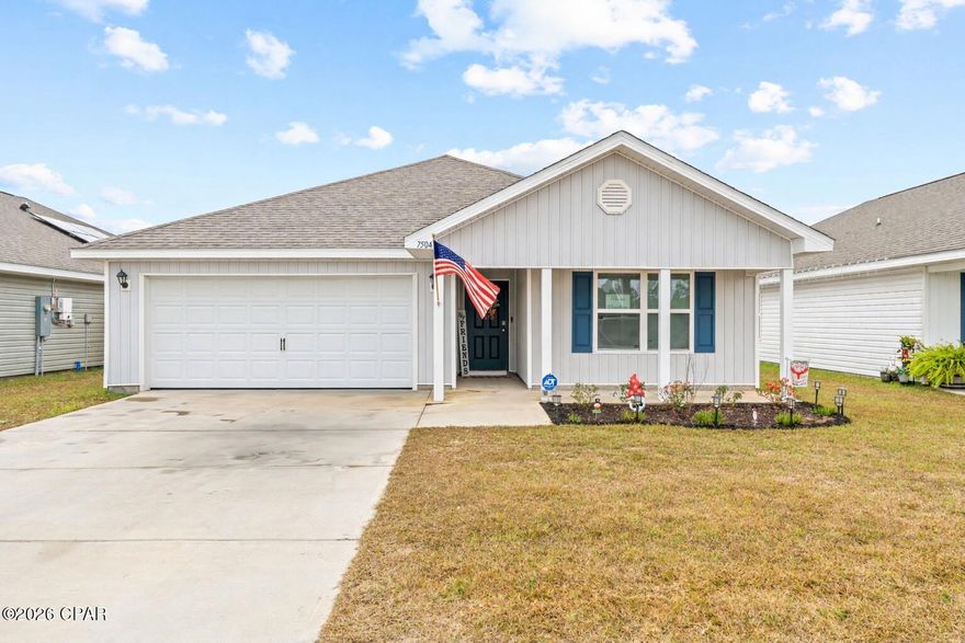 Built in 2024, this beautifully designed 4-bedroom, 2-bath Ryder floor plan sits on a desirable corner lot in the Morningside community, offering 2,031 square feet of modern, open-concept living. Thoughtfully crafted for both comfort and entertaining, the home features a spacious two-car garage and inviting covered front patio.


Inside, you'll find 8-foot ceilings, durable EVP flooring, and designer-style doors with brushed nickel hardware, creating a bright and polished interior. The chef-inspired kitchen serves as the centerpiece of the home, complete with granite countertops, stainless steel appliances, a large pantry, and an oversized island with breakfast bar, all flowing seamlessly into the expansive living and dining areas.


The private primary suite, tucked away at the rear of the home, offers a relaxing retreat with a spa-like en suite bath featuring a walk-in shower and dual closets. Three additional bedrooms provide flexibility for guests, family, or a home office, along with the convenience of a spacious laundry room.


A smart home system allows effortless control of lighting, climate, and security from a central touch panel.


Located just 15 minutes from Tyndall Air Force Base and minutes from boat launches, parks, shopping, and dining, with easy access to Highway 231 and the white-sand beaches of Panama City Beach, this move-in ready home delivers modern style, everyday comfort, and an exceptional location.