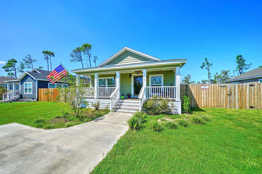 This is an affordable and precious modular home that qualifies for a VA, FHA, Conventional or USDA loan. It has a fenced yard and a new roof and suffered less damage in the Hurricane than most of the surrounding homes.  (The sellers never had to move out which speaks volumes.)  It truly is a charming home built in 2016 and it offers a tub and separate shower in the Master Bath. The front porch is a great place for reading a book or rocking in your favorite chair. The kitchen is a great open space that allows the cook to feel included if others are in the living room. Don't wait too long. The price is right and you will love it!