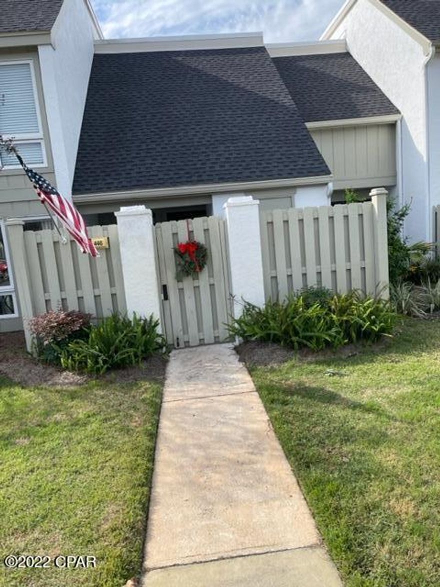 MOVE IN READY 2BR 2.5BATH Townhouse. Utility room, Kitchen, Living room, Dining room and Large screened screened in sun room located on first floor. Two Bedroom with balcony access located on the second floor. Hurricane sliding doors in dining room and living room, Upstairs hall has a walk in closet area for storage. . . A/C unit replaced in 2021. New Hot water heater. Interior has been painted. The Bay Point community offers a new marina, tennis, golf, and walking, biking and golf carting. The COA fee includes building, fire, wind and flood insurance, reserves for exterior windows and doors, painting, and roof replacement.  Exterior repairs and maintenance. See documents for a complete COA fee quarterly fee bread down.  Additionally, there is a Bay Point HOA fee of $1650/year.  Short Term rental is limited  to 7  units within GVII at any give time and requires board approval by the property owner.