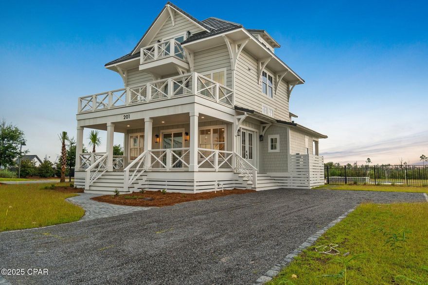 New Construction Water View home located in the new gulf front subdivision Sugar Sands in the coastal town of Mexico Beach offering gulf front pool, clubhouse and boardwalk. This 5 bedroom 4.5 bath home offers awesome views of the gulf and has its own pool with spa.  Interior ecompasses 4000 Sq Ft with large custom kitchen, island and wet bar with wine fridge.  Downstairs master bedroom has private porch and its own laundry.  Take the elevator to the second master suite and the two balconies with views of the gulf.  All the extras are included.  Check out the pictures and all of the specs.  All information provided is to be verified by the buyer.