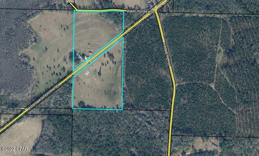 Perfect homestead land for farm, and animal use. This property is currently in the process of being divided off from the main 20 acres. The new 10 acres will have its on tax ID/ Parcel number associated with it. This listing is for the 10 acres that will be located on the south side of Douglas Ferry Road. The property is fenced in with relative new 8 foot high goat wire fencing. The property is crossed fenced several times. The owner had livestock previously on the property and took the upmost care to insure pristine land management practices. Several extra fencing post will transfer with sale. On the property is a storage barn, and the foundation to another large barn. Power at the road. Large metal gates for ease of access with large trailers.