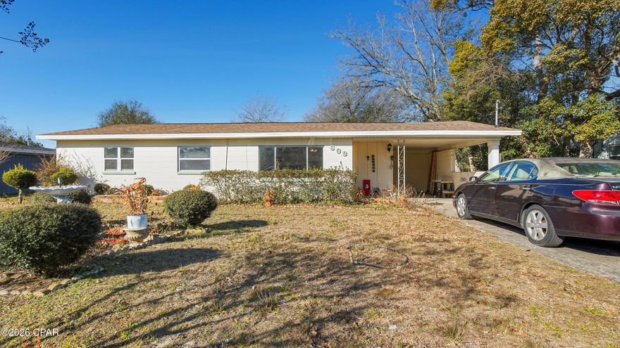 Welcome to 609 Barton Ave. in Panama City—a solid, move-in ready starter home with charm, space, and potential! This sturdy block home sits on nearly a quarter-acre lot, giving you room to spread out, garden, entertain, or expand in the future. It is located in X flood zone, so flood insurance is not required!

Inside, you'll find original terrazzo flooring, fresh interior paint, and an updated bathroom, creating a clean and comfortable living space that's ready for its next owner. The home features a simple, functional layout that provides the perfect canvas to add your own style or future updates. A small bonus room located between the living room and kitchen offers flexibility—ideal for a home office, playroom, or extra dining space.

Outside, enjoy the convenience of a carport to keep your vehicle protected from the Florida elements, along with a large laundry/storage room conveniently located outside under the carport. The chain-link fenced backyard includes a nice storage shed making it great for pets, hobbies, or extra storage needs.

Whether you're a first-time buyer, downsizing, or looking for a solid home with room to personalize, this property offers comfort, functionality, and opportunity—all in a convenient Panama City location.

Buyer to verify all information. Information deemed reliable but not guaranteed.