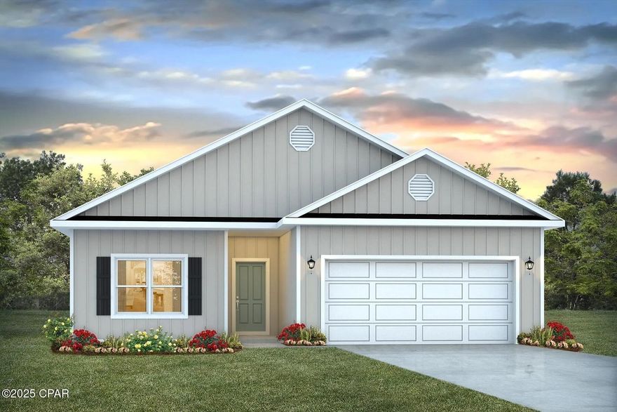 Welcome to the Walker, a new home floor plan located at Liberty in Panama City, Florida. The Walker is thoughtfully designed 3-bedroom, 2-bathroom, one-story home with 1,580 square feet of modern living. On the outside of your home, you will see durable vinyl siding, a spacious two-car garage with an opener and a fully sodded yard to the property lines. This home comes equipped with dimensional shingles with a limited lifetime warranty, electronic deadbolts on all exterior doors, weatherproof outlets, and hose bibs. Sidewalks line the neighborhood streets for you to enjoy the beautiful Florida weather at Liberty. Inside you will see 8' ceilings throughout, engineered vinyl plank flooring throughout the home and carpet in the bedrooms. The front bedrooms, bathroom, and garage are close to the front door and welcome you into an open living room and kitchen, perfect for having guests over. Granite countertops, white cabinetry with soft-close are in the kitchen and bathrooms, and the kitchen island makes hosting or serving dinner at the bar a breeze. Complete with a pantry, and stainless-steel appliances including smooth top range, microwave, and dishwasher means your kitchen is fully equipped. The living room has plenty of windows for natural lighting and leads right to the back door. Each bedroom comes with soft carpet floors and spacious closets. The Primary Bedroom features a bathroom with a detached shower and double vanity with granite countertops. The walk-in closet is adjacent to the bathroom, meaning more space in your bedroom. As with all the homes in Liberty, your home is outfitted with the latest Smart Home technology, allowing you to manage your home right from your phone, making your comfort easy and exceptional.

Our Liberty community features underground utilities making it less susceptible to damage from severe weather leading to fewer outages and more reliable service! Residents of Liberty can enjoy exclusive access to two amenity centers, complete with two pools, a children's splash pad, a playground for endless fun, and a well-equipped fitness center. Our second amenity center features a basketball court and two pickleball courts for competitive play! Embrace the lifestyle you deserve where every detail is curated for your ultimate enjoyment. Situated off Star Avenue, this address is a stone's throw away from downtown Panama City's vibrant scene and the esteemed Tyndall Air Force Base, making it an exceptional choice for military personnel. Schedule an in-person or virtual tour today!