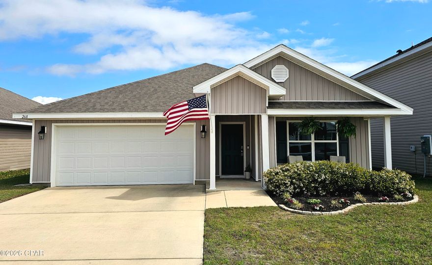 RARE OPPORTUNITY! Assumable VA Loan at a 3.75% Interest Rate--save over $600/month compared to today's rates! This 2022-built 'Cali' model is priced at $362,000 with a manageable equity gap of approx. $26k. Pristine condition, smart home tech, and located in the sought-after Bridge Harbor community near Tyndall AFB. VA-eligible buyers with entitlement substitution preferred. Don't miss this chance to lock in 2022's best rate in 2026!Don't build new at 6% when you can move in here at 3.75%!


The Cali plan features four bedrooms with one that can be used as a den or office. The kitchen is open and spacious with a center island and includes a pantry, beautifully bright white cabinetry. . Bedroom 1 features a private bath with a separate shower and a large soak tub, as well as a spacious walk-in closet. This beautiful home has been constructed with a reinforced concrete foundation with wire mesh and rebar, house wrap barrier and four-sided vinyl. Offering a fenced backyard with no neighboring homes directly behind! Enjoy the community sidewalks, 100 year old Oak Tree park, resort style pool and access to the beautiful beach area with views of the bay! Schedule an appointment today!! Bridge Harbor is located in eastern Bay County just off of Boat Race Road. Living here would you mean that you are approximately 5 minutes to Tyndall Air Force Base and close to numerous shopping and dining establishments. If you're looking for the perfect community, you've found it!