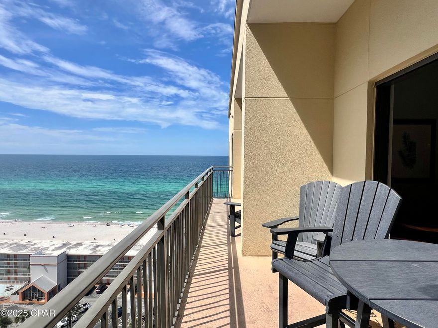 This spacious 2 bed 2 bath condo overlooking the Gulf, white sugar sands, and the pool deck at Origin is ready for a new owner.  Unit 1408 has been renovated with new paint, fans, furniture, and decor.  Thoughtfully finished and being sold fully furnished.  Once through the sold wood entry door, there is a large kitchen with a new refrigerator, black appliances, and tile floors.  A bar top for 4, and a mid-century dining table for 6 will keep your guests together and close to the kitchen for those meals in, or family game night.  There is even a desk next to the dining area that provides a nice workspace.  The large living room offers plenty of seating, and a sleeper sofa for additional heads in beds.  The split floorplan gives plenty of privacy with the guest bedroom opposite the primary bedroom, and a guest bath that opens to the living area and bedroom.  The primary bedroom is absolutely huge!  There are 2 closets (one that is currently being used as an owner's lock closet), a large hallway, room for a sitting area, an attached full bath, and a sliding patio door with access to the oversized balcony.  Both bedrooms have king sized beds and stunning Gulf views.  No carpet in the entire unit!  Both bedrooms have luxury vinyl plank flooring, and all other area have ceramic tile.  Once through the sliding glass door in the living room, or bedroom, you step onto your private balcony overlooking the beach, Gulf, and pool deck.  Unit 1408 is one of only two condos with this floorplan at Origin that has an oversized balcony with a walkthrough to the living area and primary bedroom.  The patio furniture has recently been upgraded to a composite tall top table with 2 chairs and 2 Adirondack chairs with a side table that will last for many years to come.  At 1293 square feet inside, and the large balcony, you will have plenty of room for all your guests!  Origin offers many amenities including two BBQ grill/picnic areas, a heated pool, hot tub, theater, game room, laundry facility, vending, a gated community with 24-hour security, and a Sunsations beach store located on the ground level. Origin is also one of the only high-rise condos on the beach that offers interior corridors that will keep you out of any inclement weather.  The sellers are motivated to see their home away from home go to a new owner that will love it the way they have.  Give me a call today to schedule your private viewing and make this space your slice of paradise!