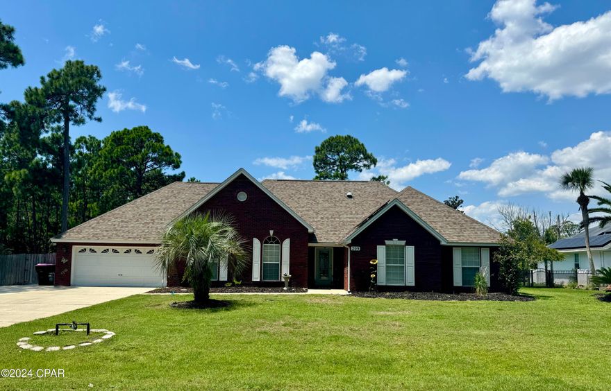 CURRENTLY UNDER CONTRACT, SELLER WILL CONSIDER BACKUP OFFERS
Welcome to highly sought after Colony Club with NO HOA so bring your boat or RV. Take a short golf cart ride to the beautiful beach which is less than two miles from your driveway. 
This beautiful, low maintenance, all brick home sits on a large lot and has much to offer from an inground pool with a waterfall accent surrounded by a screen enclosure, partly covered patio area, new hot tub, outdoor shower and a custom built fire pit and paver area for grilling and endless entertaining! This home also features stainless steel appliances to include a new gas stove, granite countertops, crown molding, tray ceilings, large laundry room with washer and dryer, tankless water heater, gas fireplace, solar panels for low electric bills, large 2 car garage with workshop, storage shed, large fenced in back yard, irrigation system, expansive paved driveway for ample parking and so much more!
The oversized master boasts 2 large walk in closets with an exterior door to access the beautiful patio area while the master bathroom has a private water closet, large custom tiled, walk in shower and a double vanity.
This home has a dining/breakfast area overlooking the pool and patio as well as a flex room to use as a formal dining room or office. 
Enjoy a peaceful walk down Gayle's Trails located just a few steps from your front door. Legacy Golf Course is located at the East entrance of the neighborhood and is considered a championship course with a clubhouse. 
209 Moonlight Bay Drive is centrally located in beautiful Panama City Beach and close to everything from great restaurants, Pier Park, dog beach, TMH Urgent Care and Medical Offices, airport, boat ramps and much more! Don't let this opportunity pass you by to live in one of PCB's most desirable neighborhoods!
All information deemed important should be verified by the buyer.