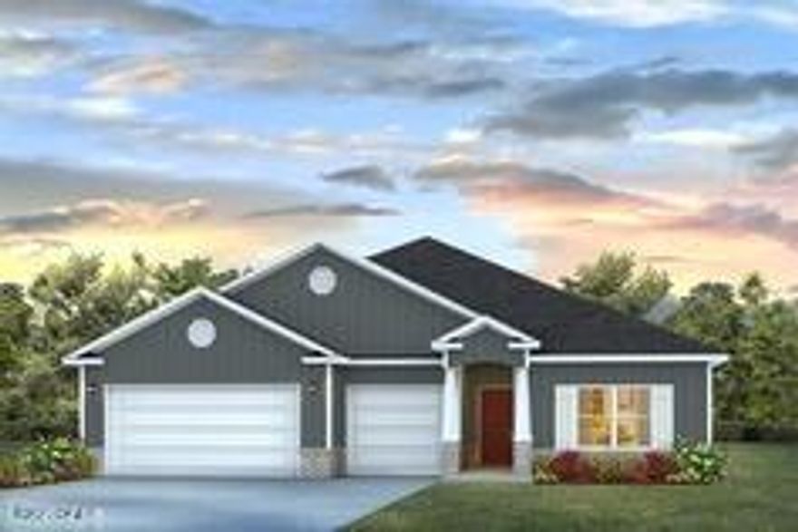 The Camden floor plan is full of space with an appointed dining room, a large study, 4 bedrooms and an additional garage for a third car or golf cart. As you enter this home, you will find LVP flooring throughout the common areas and plush carpet in the bedrooms. Just off the foyer, you will find two bedrooms with a shared bath, double sink vanity and shower/tub combo. Lovely trey ceilings are in the dining room, large living room, the study and bedroom 1. Bedroom 1 features a large bath with a garden tub, separate shower and spacious walk-in closet. The kitchen has a center island with a sink, plenty of beautiful cabinetry, a corner pantry and appliances which include a stove, microwave, and dishwasher. Pictures may be of similar, but not necessarily of subject property, including exterior and interior colors.

This home is being constructed with the Zip Sheathing system, providing greater protection than a traditional housewrap from
damages due to wind, rain, and extreme weather.

A standard Smart Home package includes a KwikSet keyless entry, Skybell doorbell, automated front porch lighting, an Echo
Dot device, and Quolsys touch panel which can be integrated to control your lighting, thermostat, front door and so much more.
A builder 10-year structural warranty is also included.