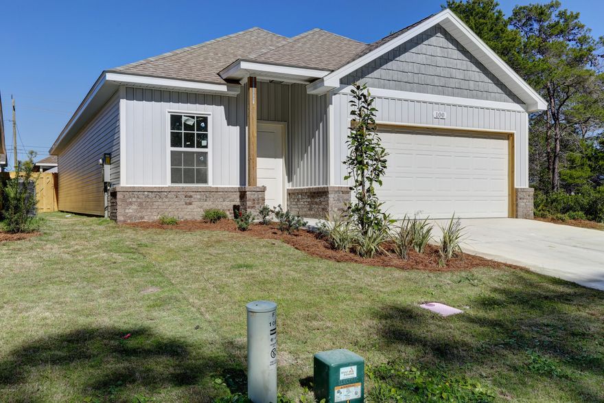 ****NEW BEACH CONSTRUCTION****You're literally around the corner from the beach (1/2 mile to Gulf), Hutchison Elementary, Surfside Middle, Arnold High Schools and all of the convenient shopping, entertainment and restaurants at Pier Park! This home features 3 bedrooms and 2 full baths a covered patio and 2 car garage, tile and carpet flooring, 9' ceilings, separate dining area, open floor plan and large kitchen island perfect for entertaining. Lots of natural light and located in X flood zone-See documents for floor plan-All dimensions, measurements and other listing information should be verified if deemed important.