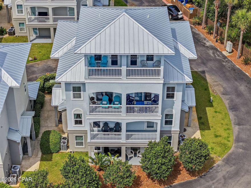 Gulf views, a private elevator, and prime West End location--this is the coastal lifestyle buyers are searching for. This is the ONLY unit currently for sale in this beautiful Casa Del Mar gated community!!  Enjoy the best of 30A without the premium price tag or restricted beach access, perfectly positioned in the gated Casa Del Mar community in Panama City Beach, directly across from two public beach access points for effortless days on the sugar-white sand and emerald waters.
This striking four-story residence delivers both luxury and income potential, featuring a private elevator and a spacious, thoughtfully designed layout with three bedrooms plus a large loft, comfortably accommodating up to nine guests. Offered fully furnished with high-end coastal décor, this turnkey property is ready to enjoy or generate rental income from day one.
Meticulously maintained with impressive upgrades, including a brand-new galvalume metal roof, fresh exterior waterproofing and paint with premium silicone coating, and updated flooring throughout. Additional updates include a new refrigerator, dishwasher, and select furnishings.
Experience a relaxed, low-density coastal setting just minutes from Publix, popular dining spots, and the upscale shops and restaurants at 30Avenue. Located less than 30 minutes from Northwest Florida Beaches International Airport, this property offers exceptional convenience, style, and investment appeal.
Gulf views. Turnkey. Prime location. Schedule your private showing today and ask about the video tour--opportunities like this don't last.
**Measurements are approx. and should be verified by Buyer**