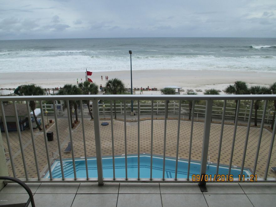 Great view of the pool from this almost center 5th floor unit with great gulf view . Very clean unit with washer & dryer . Sleeps 6 with great amenities with 2 pools , exercise room ,café and market