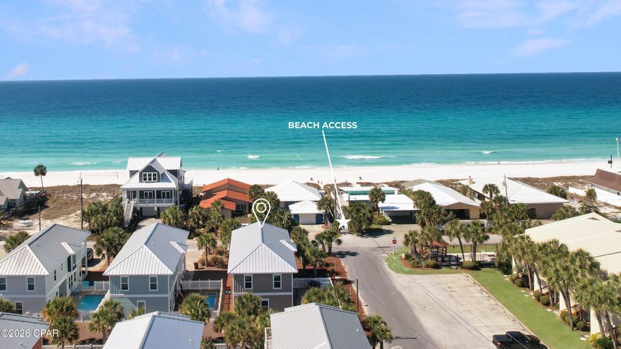Gulf views, directly across from the beach AND beach access--5518 Gulf Drive offers the ideal blend of location, space, and flexibility, making it ideal as second home rental investment, with the benefit of no HOA. Situated on a large corner lot on the east end of Panama City Beach, this home is designed with both comfort and functionality in mind. Newer construction and featuring a spacious living and kitchen area that opens to a private pool and a large patio with both covered and uncovered spaces--perfectly blending indoor and outdoor living for easy gathering and entertaining.The thoughtful layout includes two primary suites, along with two additional bedrooms with en suite baths, and 2 sets of full bunks - enhancing it's versatility to host large groups without sacrificing privacy.
The private pool makes this a true vacation-style setting, while the front porch and expansive second-floor deck offer additional outdoor living spaces to enjoy Gulf views and coastal breezes. The corner lot provides ample parking--a rare and valuable feature this close to the beach.
With short-term rentals allowed, a highly functional floor plan, and a location just moments from the sand, this property presents an exceptional opportunity to own your piece of paradise at the beach!
