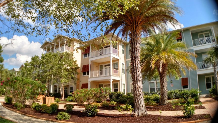 Island Reserve 2nd Floor Condo with Pool and Courtyard View! This gated community is truly an oasis at the beach. Resort style lagoon pool w/lap area, zero entry, and waterfall. Indoor basketball court, fitness center, game room and theater. Low HOA fees include water, sewer, garbage, landscaping, amenities, security. This condo's ideal as a permanent home, vacation getaway, or investment for rental income. Perfect for all buyers! This is a 1 bedroom 1 bath w/bonus study. 10-foot ceilings, crown molding, bamboo and tile floors in the open living/dining/kitchen impress. Kitchen features granite counters and island, under cabinet lighting, disposal, and GE stainless steel appliance package w/fridge, glass top stove/oven, microwave, dishwasher. Full size washer and dryer in the laundry room. This is a second floor condo. Covered parking garage with access directly to your floor and covered entry to condo. Unit 7216 has been a long term rental since new. This property has been grossing over $13000/year and stays rented easily. Island Reserve is highly sought-after for long term leasing. This condo is in the perfect location; close to the beaches, close to the military bases, close to Panama City. Shopping, eating, and entertainment are all around you here. Island Reserve is an Oasis at the Beach!