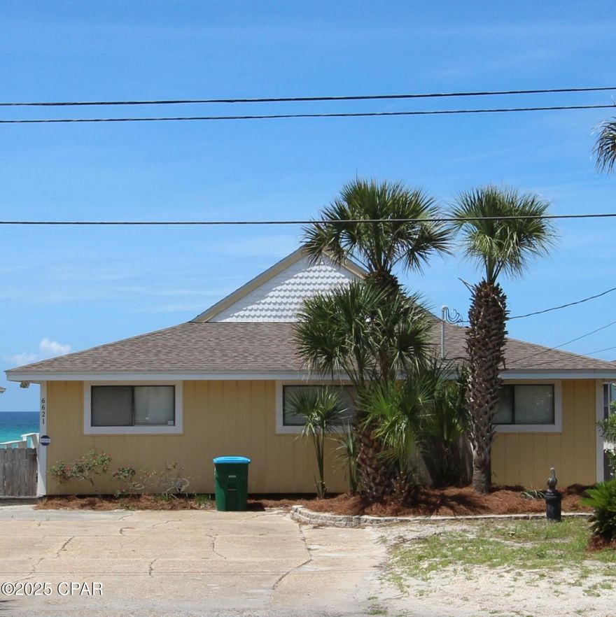 Gulf Front Detached Home that has never been rented; was a second home retreat.  Attention all savy investors, this is your chance to own a property right on the Gulf of Mexico. This type of property is seldom available for sale on the open market.  Property sits on 50 x 150 lot directly on the Gulf of Mexico.  Turn this property into a rental machine (can sleep 8 to 10), second home, or private primary residence.  This home features:  three bedrooms, two baths, kitchen, dining area, living room, bonus room (possible bunk room), etc. Property is situated on ''The World's Most Beautiful Beaches'', and is conveniently located near shopping, restaurants, etc.  No HOA fees or Condo dues!!!