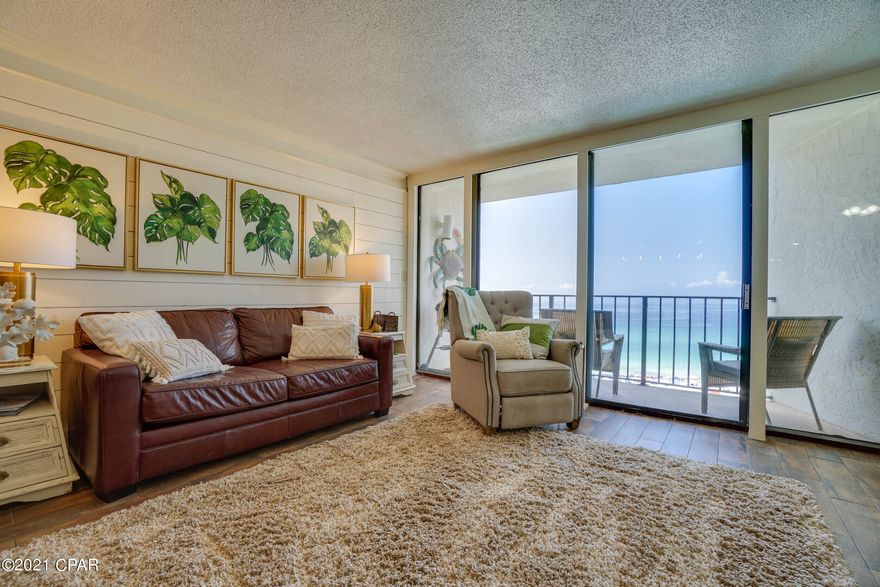 Gulf front unit that has been completely remodeled and never used as a rental.  Condo includes a custom made bookshelf/cabinet and wet bar, tile showers, and electric blinds for the gorgeous gulf view. Condo has been professionally decorated and has crown molding, shiplap as well as updated lighting.  Unit sleeps up to 7.

The Edgewater Resort includes private beach access, tropical pools and hot tubs, Kid's Club with Splash Pad, Poolside bar and restaurants.  Owner's pets are allowed and owners have access to play unlimited Golf, Shuffleboard, Tennis and Pickleball.   

Shopping and restaurants are also located directly across the street.  

This unit is a one of a kind gem!