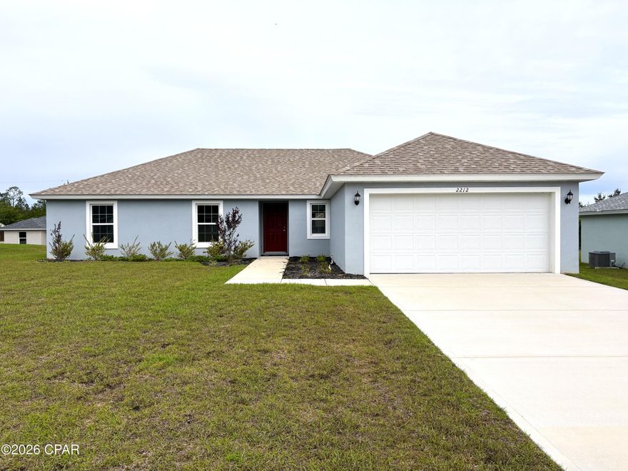 Step into The Lavender A, a beautifully designed 4-bedroom, 2-bath home offering 1,728 square feet of living space and 2,200 total square feet under roof. With its spacious open layout, modern finishes, and exceptional craftsmanship, this home perfectly blends comfort, functionality, and style.

Built with concrete block construction and a stucco finish, the Lavender A offers long-lasting durability and energy efficiency. Inside, you'll find luxury vinyl plank flooring, 3CM granite countertops, and designer wood cabinetry with soft-close dovetail doors and drawers -- details that elevate everyday living.

The heart of the home is the open-concept kitchen, complete with GE stainless steel appliances, a garbage disposal, and ample counter space for meal prep and entertaining. Every corner reflects thoughtful design, from brushed nickel fixtures and decorative wood windowsills to Sherwin-Williams designer paint schemes that create a clean, timeless look.

Additional features include a full irrigation system, 30-year architectural shingles, termite prevention treatment, and a 2-10 builder's warranty for peace of mind.

Nestled in the serene community of Sunny Hills, this home offers the ideal balance of small-town charm and convenience -- just 20 minutes from Chipley and about 40 minutes from Panama City Beach.

🌿 Move-in ready and built to impress.
We also have other home styles and color schemes available, so you can choose the perfect look and layout to fit your lifestyle.