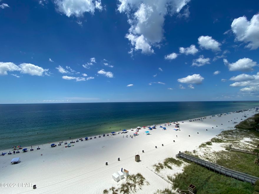 'CURRENTLY UNDER CONTRACT, SELLER WILL CONSIDER BACKUP OFFERS Beautiful 4 bedroom waterfront condo in Panama City Beach, with deeded parking spot included.  Enjoy the stunning Gulf of Mexico sunsets, emerald waters and eye catching white sugar sands from your private balcony accessible from living room and master suite.  This condo comes fully furnished and rental ready.  Upgrades include tile throughout, stainless steel appliances, quartz countertops, raised ceiling, and much more.  Many amazing amenities to choose from at Majestic Beach Towers, such as, two outdoor Gulf Front pools, two indoor heated pools, hot tubs, kiddie pool, fitness center, pool side bar and grill, Starbucks market and cafe, spa, tennis courts, movie theater and conference center.   Conveniently located to shopping,