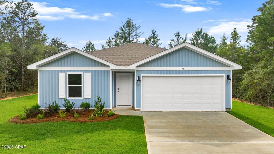 Welcome to 1941 Shenandoah Boulevard, a new home at Sunny Hills in Chipley Florida. This home is move in ready and is situated on a large lot. This beautiful single-story home offers 4-bedrooms, 2-bathrooms and a 2-car garage. Entering this home, you'll have easy access from the entry way to two bedrooms and a guest bathroom. Continuing through the entry hall you will find the third guest bedroom and the laundry room before entering the heart of the home where you find an open concept living area.  

  

The living area blends seamlessly with the kitchen, dining space, and living room. The kitchen offers plenty of space and a center island that has a sink and dishwasher. Beautiful decorative features include granite countertops and stainless-steel appliances, including a stove, dishwasher, and microwave. Enjoy afternoons from your back patio that is accessible from the dining area. With this open and functional design, guests and family will find this home has a comfortable living space.  

  

Moving through the open concept main living area, you'll find the primary bedroom. This bedroom is a spacious and includes a private ensuite bathroom that has a vanity with granite countertops, a shower and closet space for your wardrobe needs. This home has a Home is Connected package that offers devices such as the DEAKO Smart Switch, Qolsys Touch Panel, digital thermostat all that can be integrated to control from a single panel or your phone.