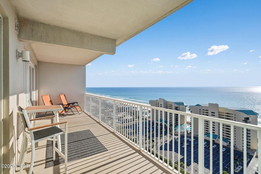 This stunning 2-bedroom, with a bunk room, 2-bathroom condo in Panama City Beach offers the perfect escape directly on the sandy shores of the Gulf Coast. Located at 9860 S Thomas Drive, unit 1926, this condo is your gateway to paradise.

Unwind in Style

Spacious 1262 sq. ft. condo provides ample room for relaxation and entertaining.
Breathtaking views of the Gulf and the lake create a serene ambiance.
Two private balconies invite you to soak up the sun and enjoy the coastal breeze.
Designed for Comfort

The open floor plan seamlessly blends the living area, dining area, and kitchen for a comfortable gathering space.
The well-equipped kitchen allows you to prepare delicious meals with ease.
Two full bathrooms provide convenience for you and your guests.
Resort-Style Living

Live like you're on vacation every day with access to the luxurious amenities at Laketown Wharf, including:
Sparkling swimming pools
State-of-the-art fitness center
Clubhouse for gatherings
and much more!
Prime Location

Situated directly on the beach, you can step out your door and onto the sugar-white sand.
Close proximity to Panama City Beach's best restaurants, shops, and attractions.
Start creating unforgettable beach memories at 9860 S Thomas Drive, unit 1926. Contact us today to schedule a showing!

Please note: While the condo boasts beautiful beachfront views, the listing clarifies it's not directly on the waterfront.