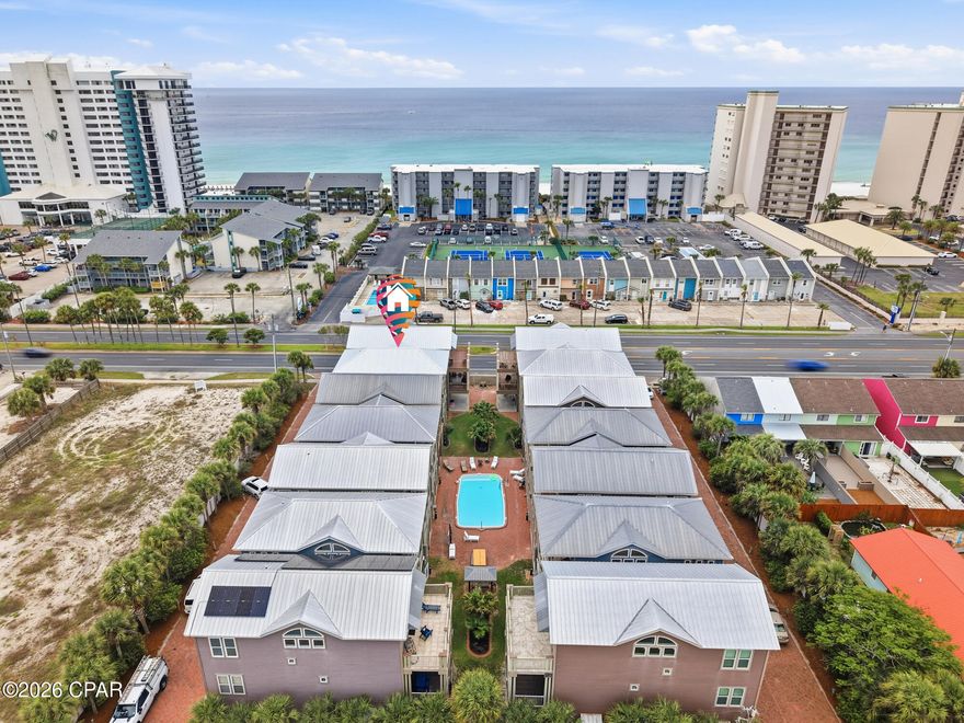 Turnkey short-term rental just steps from the beach! This fully furnished 4-bedroom, 4-bath beach home is ideally positioned near Beach Access 12, offering strong rental potential in one of Panama City Beach's most sought-after locations. With multiple levels, spacious layouts, and sleeping capacity for larger groups, this property is designed to maximize occupancy and guest appeal.
A standout feature is the first-floor studio suite with its own living area, kitchenette, and full bath--perfect for added rental flexibility, lockout capability, or hosting multiple groups. The main living area features an open-concept design with granite countertops, stainless appliances, and generous gathering space, along with covered decks on multiple levels to enhance the guest experience.
The oversized primary suite includes a jetted tub, double vanities, and a separate shower, while additional bedrooms and baths provide ample accommodations for high guest turnover. A rare two-car garage adds extra value for owners and guests alike.
Located in the Panama Dunes area with short-term rentals allowed, this property is minutes from restaurants, shopping, and St. Andrews State Park--ensuring consistent year-round demand. Low-maintenance construction, a community pool, and proximity to the beach make this a strong addition to any portfolio.
High occupancy potential, flexible layout, and prime location--makes this a great income-producing beach investment.