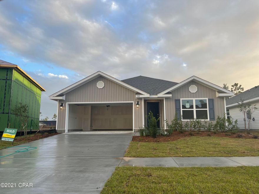 Welcome to Bridge Harbor! This community is located just minutes to shopping, dining and Tyndall AFB. As you enter this Cali floorplan, you will find quality paint with orange peel textured walls and traditional 8' ceilings. Vinyl flooring throughout all common areas of the home and carpet in the bedrooms. The kitchen has a center island and includes a pantry, beautiful stained cabinetry and durable laminate countertops. Enjoy the community pool in this beautiful neighborhood! Pictures may be of similar, but not necessarily of subject property, including exterior and interior colors.

This home is being constructed with the Zip Sheathing system, providing greater protection than a traditional housewrap from
damages due to wind, rain, and extreme weather.

This home comes standard with a Smart Home Technology package which includes a KwikSet keyless entry, Skybell doorbell,
automated front porch lighting, an Echo Dot device, and Quolsys touch panel which can be integrated to control your lighting,
thermostat, front door and so much more. A builder 10-year structural warranty is also included.