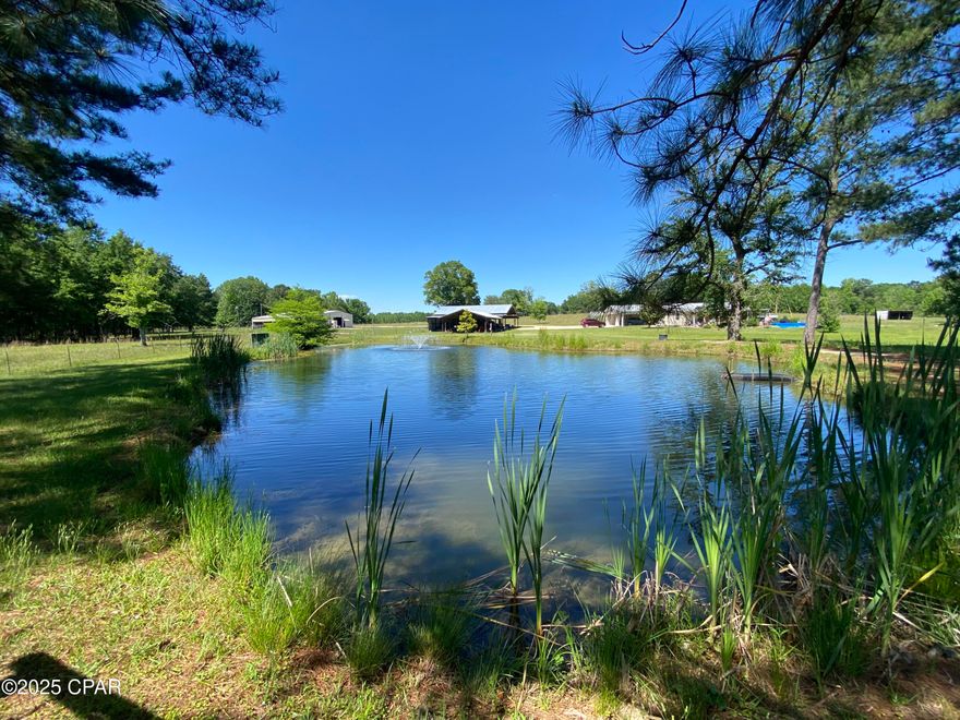 Back on Market not due to seller fault. WOW! For this low price you get 41.49 Acres, a 60x40 Metal Frame and Metal sided Warehouse building with office, (2) Pole Barns 60x 30 & 30x20, a Double wide Manufactured home, a Spring fed stocked pond (Brim & Catfish) with Fountain, outer & pasture fencing, In-ground pool & pump put in 2023 with large concrete deck and picnic areas, a 20x5 Chicken Coup complete with chickens and the mini donkeys & mini goats stay! The manufactured home has a 40x15 heated & cooled Florida room with Cedar Ceilings and walls, tile flooring and built in bookcases. A Large 3 car Carport with concrete floor, covered back patio with concrete floor almost the length of manufactured home complete with ceiling fans, a 20x10 screened in covered front porch and a solid stucco skirt foundation with vents and entrance area. The AC is 2019, a 2022 All House Generac generator, 2015 Metal Roof, propane tank 60% full, newer well pump and vinyl siding for easy maintenance. New windows were installed recently to the tune of $50,000. The main areas kitchen, dining room and living room and hall have simulated wood tile, bedrooms have vinyl plank flooring along with bathrooms. 2 bidet seated commode's, one bath with just shower master bath with jacuzzi tub/shower combo and his & her sinks. Kitchen has newer custom pine cabinets with upscale stainless-steel appliances and coffee bar area. The open concept dining room and living room are both spacious and entertainment friendly. This is a split floor plan master on one end other bedrooms on the other side. Enjoy the beautiful backyard Oasis pool area and see and hear the Fountain in the nearby Pond. Both Pole barns offer plenty of space for housing farm and lawn equipment. The Warehouse building has new upgraded lighting, Ingress/Egress tall roll up doors, an office with heat and air and plenty of bench area for your tools. Drive the trails to the Beaver Pond and all this beautiful acreage has to offer. HUNTERS there are some Deer stands and there are plenty of deer. This is a must-see property. You won't find a better value that makes sense like this one! Buyer and Buyers agent to verify all dimensions and anything deemed important.