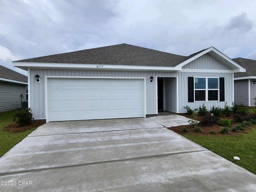 Upon entering the Aldridge floorplan you immediately notice the bright entry way afforded by the prairie door.  This 3 bedroom 2 bath, 1272 square foot home is an open floorplan.  The primary bedroom and bathroom are located off the entry at the front of the home.  The primary bathroom has double sink vanity, large shower, and a huge closet.  Proceed down the entry hallway passing the laundry area as you enter into the kitchen, dining, and family area.  The kitchen offers either a peninsula or island with space for bar seating.  On the opposite side of the home from the primary bedroom upfront, there are two spacious secondary bedrooms separated by another bathroom making this home a true split floorplan.