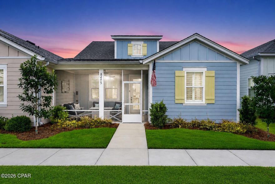 CAMELLIA - PHASE 5B - FURNISHED - 8475 Dreams Float Court isn't just a home -- it feels like a permanent vacation with a front porch made for morning coffee, sunset conversations, and slowing life down just enough to enjoy it.

Welcome to this beautifully furnished CAMELLIA Cottage in Latitude Margaritaville Watersound, where comfort, style, and easy coastal living all come together. Perfectly positioned with a fantastic private lanai view and one of the best front porch experiences you'll find in the neighborhood, this home invites you to sit back, relax, and stay awhile. No blazing afternoon sun in your face here -- just peaceful outdoor living, friendly neighbors, and plenty of great spots nearby for walking the pup or cruising the community by golf cart.

Inside, this thoughtfully upgraded cottage is move-in ready and beautifully decorated. The spacious primary suite features generous closet space, and a beautifully designed ensuite bath complete with an upgraded glass shower enclosure. The secondary bedroom is currently set up as a functional office space featuring a custom Murphy cabinet bed -- and one of the coolest parts is that the bed folds down while still allowing your laptop and workspace to remain in place. Instant guest room without disrupting your daily setup.

This home also stands out with luxury vinyl flooring flowing seamlessly throughout the entire home -- no carpet, no transitions, just one clean and consistent floor surface from room to room. A custom wood beam feature in the great room adds warmth, charm, and that extra designer touch that makes this CAMELLIA feel unique from the moment you walk in.

The kitchen is equally impressive with a natural gas stove, upgraded finishes, and plenty of space to entertain friends after a day at the pool, pickleball courts, or Town Square concerts.

The sellers love Latitude so much they're staying in the community and moving into a larger home -- giving you the opportunity to make this incredible cottage your own.

Latitude Margaritaville Watersound offers resort-style amenities including a stunning Paradise Pool, the Fins Up! Fitness Center with indoor lap pool, pickleball and tennis courts, walking trails, live music, on-site dining, a theater, dog parks, and a vibrant social calendar that keeps the fun going year-round. Plus, the future commercial district planned by The St. Joe Company along Highway 79 is expected to bring even more shopping, dining, and convenience just outside the gates.

Beautiful home. Beautiful phase. Beautiful lifestyle. Come see why so many people are falling in love with Latitude Margaritaville Watersound. Some photos have been virtually staged or digitally altered for presentation purposes.