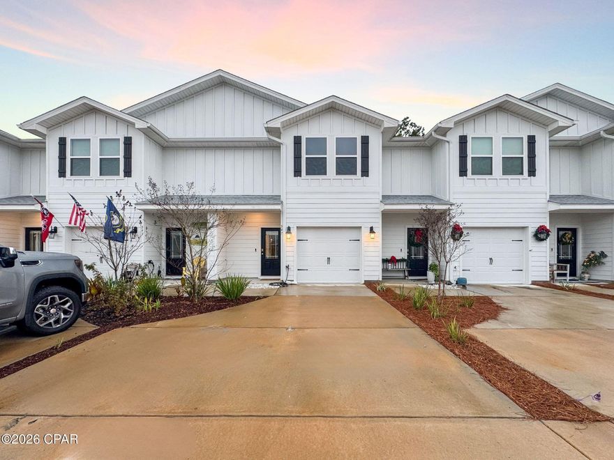 Thoughtfully adjusted price reduction for this larger townhome! Located in the desirable Bayside at Ward Creek, this thoughtfully designed townhome offers an exceptional balance of value, location, and modern comfort—ideal for buyers seeking affordability and location without compromise. Constructed in 2023, this three-bedroom, two-and-a-half-bath townhome features a functional layout designed for everyday living. The bright entry opens into an open-concept kitchen, living, and dining area filled with natural light. The kitchen includes white cabinetry, granite countertops, a center island, and a stainless-steel appliance package with smooth-top range, microwave, and dishwasher. The main living level is finished with durable luxury vinyl plank flooring, while the second level offers privacy with all bedrooms upstairs. The primary suite includes a spacious closet, dual-sink vanity, oversized shower, and linen storage. Two additional bedrooms share a full hall bath with tub/shower combination. Plush carpet lines the stairs, hallway, and bedrooms for added comfort.
Additional features include Newer Washer and Dryer, Smart Home Technology package with a Qolsys IQ touch panel for thermostat, lighting, and security control, a single-car garage with premium concrete coating and lifetime warranty, Hardie® siding, exterior lighting, and a back patio for relaxing outdoors. Community amenities include a resort-style pool surrounded by lush landscaping and a nearby playground. With quality construction, lawn care/landscape maintenance provided, and a location that minimizes commute time and maximizes lifestyle value, this home presents a strong opportunity for buyers focused on smart spending and long-term practicality.