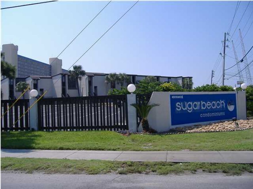 NICE 3-BEDROOM 3-BATH UNIT IN A QUIET COMPLEX. THE OWNER HAS THIS UNIT NICELY DECORATED WITH COMFORTABLE FURNISHINGS AND IS RENTAL READY. EACH BEDROOM HAS ITS OWN BATHROOM. THERE ARE TWO NICE SIZED BALCONIES IN THIS UNIT BOTH OF WHICH YOU CAN SEE THE GULF FROM. THE BEDROOMS ARE CARPETED AND THE REST OF THE UNIT IS 18' DIAGONAL TILE. THE KITCHEN HAS UPDATED CABINETS, CORIAN COUNTERS, NEW PLUMBING, AND FIXTURES. THE BATHROOMS HAVE ALSO BEEN UPDATED AND THE OWNER HAS PUT IN A BEAUTIFUL GLASS AND TILE SHOWER IN THE DOWNSTAIRES BATHROOM. SUGAR BEACH IS A FAMILY FRIENDLY LOW DENSITY LOW-RISE COMPLEX. NO ELEVATORS TO WAIT ON. THE AMENITIES INCLUDE A LARGE BEACH FRONT POOL AND DECK AREA WITH AN ADJOINING COMMUNITY ROOM WHICH IS USED FOR MEETINGS, PARTIES, ETC. THERE ARE ALSO TENNIS COURTS FOR THE TENNIS PLAYER. A SMALL LAKE IS SURROUNDED BY LANDSCAPING AND THE INTERIOR UNITS OF THE COMPLEX. SUGAR BEACH IS CENTRALLY LOCATED AND IS IN EASY WALKING DISTANCE TO RETAIL SHOPS, CONVENIENCE STORES, RESTAURANTS, AND POPULAR ENTERTAINMENT SPOTS FOR YOUNG AND OLD. OWNER SAYS TO ''SUBMIT ALL OFFERS''