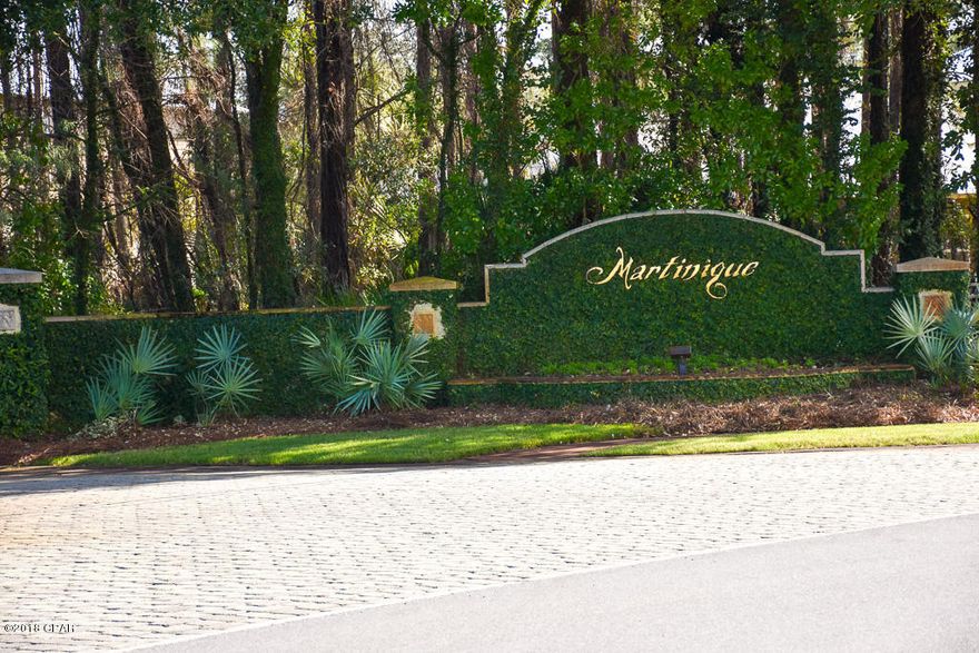 This lot backs up to the pond, so you have a sense of privacy in the sought after Martinique's gated community. The homes are custom built, luxurious, and built to last. The HOA includes a kids play area, a community pool, a park pavilion, & walking trails. It's quiet and serene in this neighborhood--so much that the wildlife pass by at ease regularly. Beaches, schools, shopping malls, movies, marinas, & eateries are within a 10 minute drive--it's very conveniently & centrally located!!! These lots continue to rise; don't miss this investment or dream location opportunity!