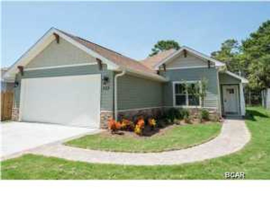 New construction by premier builders Kohnemann-Gibbs. This energy efficient ''earth cents'' Coastal Craftsman style home, is located 3 blocks from the Gulf of Mexico at the end of a cul-de-sac, on the west end of PCB. Walking into this warm and inviting home, you will appreciate the thoughtful split bedroom floor plan, high ceilings, designer colors and ample light. Beautiful kitchen is well equipped with Stainless Steel appliances, wood mocha colored cabinets with built in wine rack over SS refrigerator, granite counter tops, ceramic tile back splash and floors, with large pantry, flowing into the spacious living/family room. Master bedroom is spacious with treyed ceiling and custom built in multi-purpose cabinetry. No carpet to deal with as there is plank style ''wood look'' cera