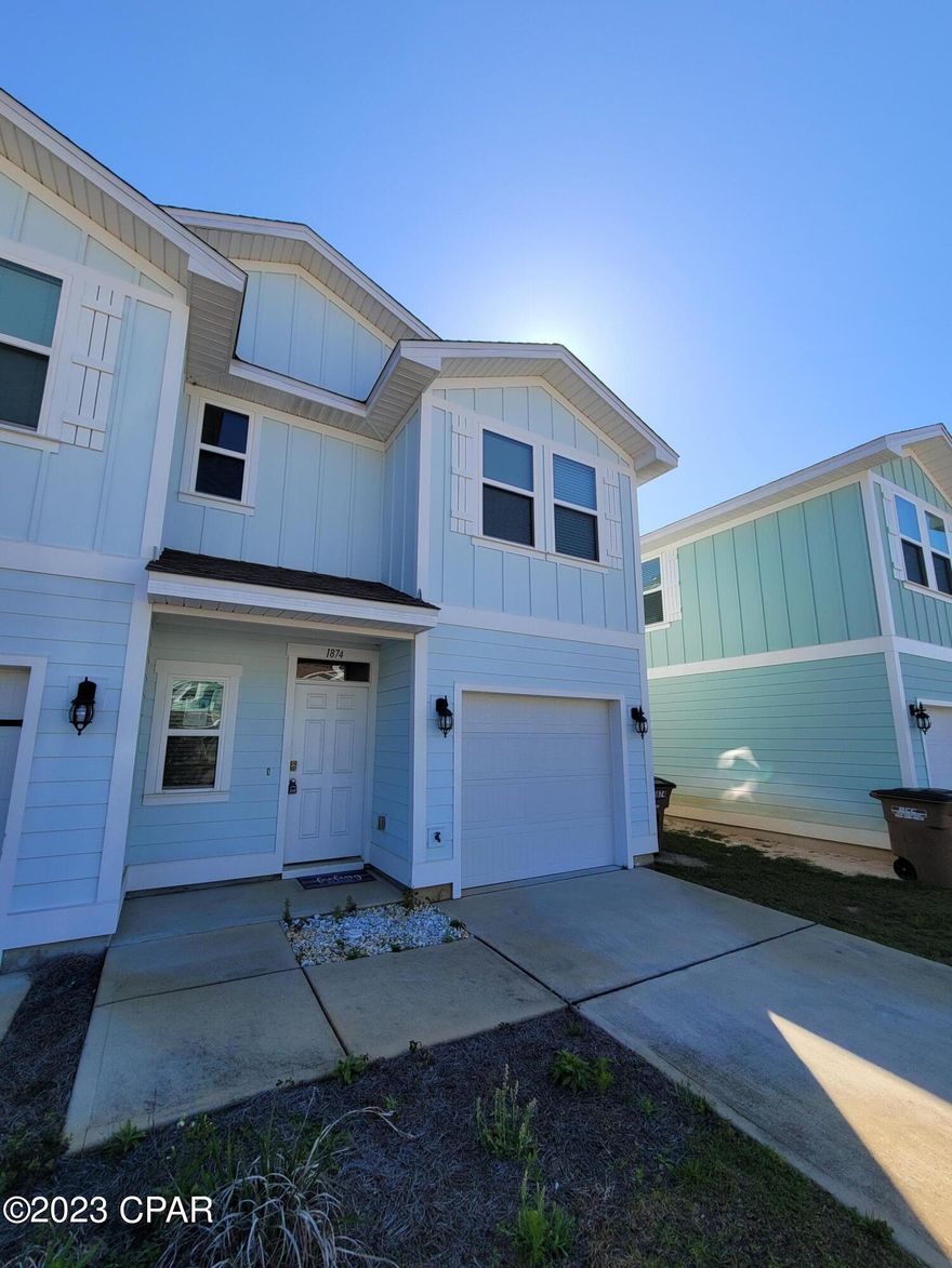 2 Story Townhome end unit, 3-bedroom 2.5 bath with 1 car garage, open patio and community pool.  This home features ADT Smart Home System, LVP flooring in the common areas, living area and half bath downstairs, bedrooms and full bath upstairs.  The kitchen has stainless steel appliances, granite countertops and pantry.  Upstairs you have a laundry closet with W/D included!

HOA provides BBC Trash Service, lawn service to the common areas, community pool and community mailbox.  AT & T is required Cable Service.