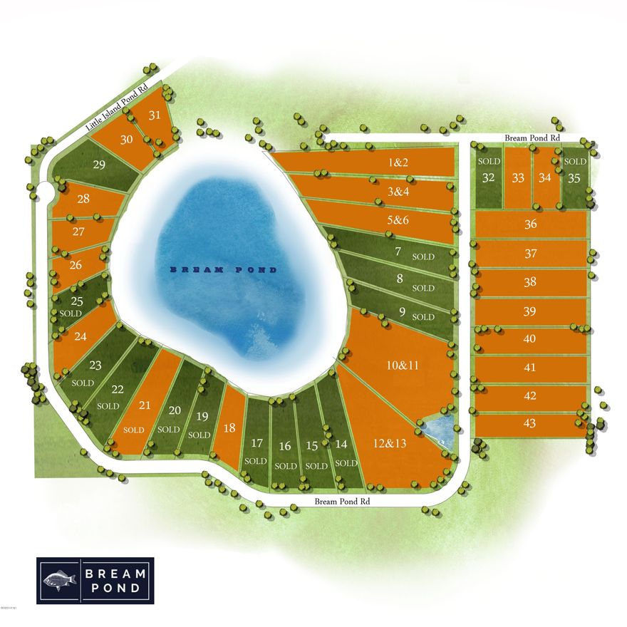 BREAM POND 1.8 ACRE LOT-OWNER FINANCING AVAILABLE-20% DOWN/20 YEAR AMORTIZATION/9% INTEREST/5 YEAR BALLOON-ATTENTION BUILDERS and DEVELOPERS - This is a Dream Property ready to BUILD-OUT. 40 separate parcels in a complete Subdivision surrounding and including Bream Pond in Northern Bay County. All Platted, Paved Roads, Underground Electric. With all of the recent Growth in the Sand Hills portion of Northern Bay County, this property is ready-to-go. This property is about 1/2 mile East of Hwy 77 and 1/2 mile South of Hwy 20 making it a very convenient location. Bream Pond is a Beautiful approximately 30 Acre Lake that is known for it's fishing. It has clean clear water and a white sand lake bottom making it a desirable Lake for swimming, kayaking , and other water activities.