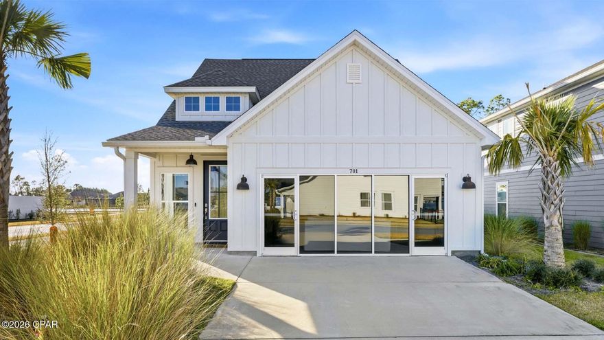 Welcome to 701 Longpoint Way at Breakfast Point East Phase I. This home is the current model and sales center which has been released for sale. Step into this impeccably designed home to find a bright and spacious floor plan with two stories. The kitchen and living areas feature an open concept design and is illuminated by the many windows lining the back of the home. Situated on a corner lot this home has ample outdoor space for recreation and is located close to a community pond. Spanning over 2,000 square feet, the Islamorada offers four-bedrooms, three and a half bathrooms, and a 2-car garage. As you enter this home through the covered entry, you will find a bright foyer and a stairway finished with wood treads leading to the second floor. Continuing down the hall, you will pass the powder room conveniently located near the living area for guests. The entry hall opens to the open concept living area where the kitchen, dining area, and family room merge seamlessly with EVP flooring throughout. The large center island is situated in the center in which you'll find an undermount sink and a dishwasher. Modern features adorn the kitchen including quartz countertops, stainless-steel appliances and gas cooktop, soft-close Shaker-style cabinetry, and a full pantry with built-in wood shelving.

The primary bedroom is located on the main level of the home just off the family room. It offers a private retreat at the end of the day and features 9-foot ceilings and EVP flooring. Elegant features dress the ensuite bathroom including an oversized shower enclosed by glass doors, a double vanity, and generous closet with built-in wood shelving. The additional bedrooms are located on the second level as well as an additional sitting area. Schedule your tour of this home today. This home is being sold As/Is and furnishings and window treatments do not convey. The window hardware will remain as well as any appliances currently in the home. The appliance manufacturer warranty will include the time remaining on the item(s). A one-year builder warranty and 10-year structural warranty will begin the day of closing. The current sales center and glass store front will be removed and reverted back to the garage as indicated on the floor plan.