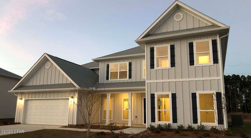 REDTAG Sale!! Special incentives for a limited time!  Tierra Verde is located on the desirable south side of Highway 98, providing easy access to shops, restaurants, 4.3 Miles to Naval Surface Warfare Center and 20 miles to Tyndall AFB.   The ''Elliott'' plan boasts close to 4500 sq ft of living space. The centerpiece of the home is the magnificent 2-story great room, featuring vaulted ceilings and an abundance of natural light from its rows of windows. The features quartz countertops, tile showers, hardwoods stairs, EVP throughout, just to name a few. This energy efficient home offers ''Home is Connected'' Smart Home package, DEAKO switches, 1-year builder warranty and 10-year structural warranty. Upstairs, you'll find 3 additional bedrooms, an office or study with its own walk- in closet and vanity and a shared bathroom. The home is rounded out by a large bonus room that can be used as a game room, theater room, or second living area. The outdoor area is an extension of the home, with a large, covered porch accessible from bedroom 1 or breakfast nook, offering ample space to create your own backyard haven. This energy efficient home offers Home is Connected Smart Home package, DEAKO switches, 1-year builder warranty and 10-year structural warranty.  

Pictures, photographs, floor plans, elevations, features, colors and sizes are approximate for illustration purposes only and will vary from the homes as built. Home and community information including pricing, included features, terms, availability and amenities are subject to change and prior sale at any time without notice or obligation.