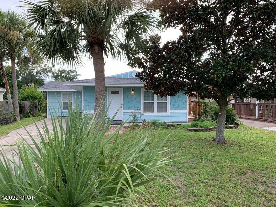 Wonderful Beach Home that has the upgrades. Just a short walk to the beach. The home has 3 beds one bath OPEN floor plan. New Kitchen Appliances , New ceramic tile floors , New carpet , New HVAC-1 year , New duct work-1 year , New roof-2 years.  Nice 12 x 16 insulated Storage Building for your Beach Toys or yard items. SUPER Custom Designed Deck ready for a Sail Shade. Quick access to Front Beach Middle Beach and Back Beach. Central location to All of the Things- Pier Park , Concert in the Park , Frank Brown Park , Gail's Trails , and more.......

This home is a second home as of 2019 and did not qualify for homeowner exemption. 2018 is the last exemption year. Homeowner chooses Title company. Home is sold ''As Is''.