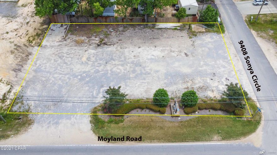 Great location between Panama City Beach Parkway and Front Beach Rd. This property is on the corner of Moylan and Sonya Circle. Allows C3 General Commercial zoning. Site ready for building. Great location on fast growing east end of Panama City Beach. Great location for a warehouse or office location among the many uses allowed with the C3 General Commercial.

Public water and sewer. Additional adjoining .76 parcel of land available.