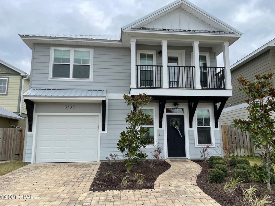 Beautiful, 3 bedroom, 2½ bath Florida cottage with open floor plan and large living area. The main living area features wood floors and 9-foot ceilings. The kitchen is well appointed with stainless appliances,, granite countertops, and walk in pantry. Kitchen/Dining area features patio doors overlooking the fenced backyard. The first floor also includes a half bath and laundry room. On the second floor are the 3 bedrooms, 2 bathrooms and an open area that could be an additional living area, office,  The master bedroom includes trey ceiling and a balcony perfect for relaxing and watching a sunset. Master Bath includes double sink vanity , tile floors, and a walk in closet.