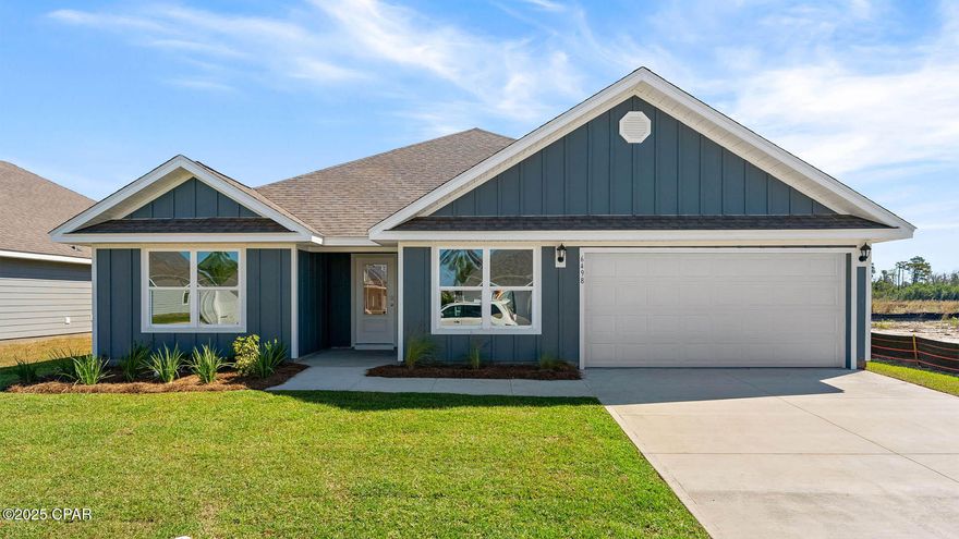 Welcome to the Sawyer floorplan located at 6498 Myers Road in the Liberty community! This home features 5 bedrooms, 3 full bathrooms and a two-car garage. Two bedrooms with a shared bath are just off the entry. This home features a large open living area and dining area. The kitchen overlooks the huge great room, making this the perfect home for entertaining. There is a laundry/mud room just off the garage with plenty of space for a washer and dryer. The kitchen features a center island, large pantry, beautiful white cabinetry and an appliance package that includes a stove, microwave and dishwasher. The primary bedroom features an ensuite bathroom with dual sink vanity, a large soak tub and separate shower. Additional features of this home include EVP flooring throughout the common areas and carpet in each bedroom. Equipped with Smart Home technology, this home has a Quolsys touch panel installed that can be integrated with your smart thermostat, DEAKO smart lighting and can even secure your home! The exterior of this home features Hardie Color Plus Siding and is uniquely engineered to stand up to the harshest elements from wind, rain, fire, freezing temperatures, and hail. Dimensional shingles with 30-year warranty. A landscaped front flower bed at entry way and fully sodded where clear. Our Liberty community features underground utilities making it less susceptible to damage from severe weather leading to fewer outages and more reliable service. Homeowners can take advantage of two amenity centers with keycard entry and enjoy two pools, a splash pad, BBQ/picnic area, playground, gym, yoga room, poker room, pickleball court and basketball court in the Liberty neighborhood! Schedule a tour to visit this neighborhood today!
