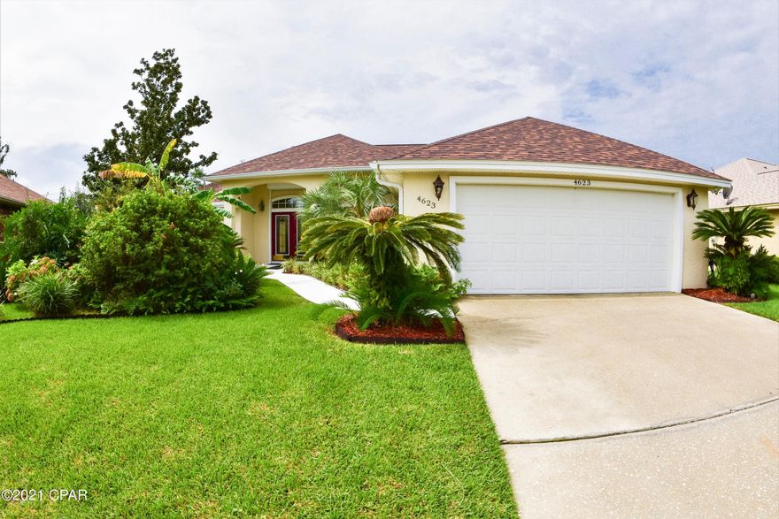 CURRENTLY UNDER CONTRACT, SELLER ACCEPTING BACKUP OFFERS   This beautiful and much-loved home is in the exclusive Delwood Point at the Preserve community. This 3BR/2BA home has a 2018 roof & 2021 AC. You'll love the open-floor plan with split bedrooms & the upgrades sellers have worked on over the years. All windows are protected by custom polycarbonate hurricane panels, &  Florida room doors equipped with motorized roll down protection. A full house generator keeps A/C, all lighting & refrigeration operating. The garage is equipped with a split system unit keeping you cool in  summer & warm on cooler days & is protected by a hurricane rated garage door. The back yard is maintenance free with eye catching white rock offering the ab Surrounding vegetation provides privacy which is a rare commodity in most areas. Convenience to dining, grocery shopping and banking is only five minutes from your home. There is a paved jogging/biking path two minutes from your lovely stained glass front doors. All info is approx and must be verified by Buyers if important.